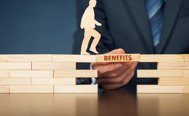 employee climbing up on benefits